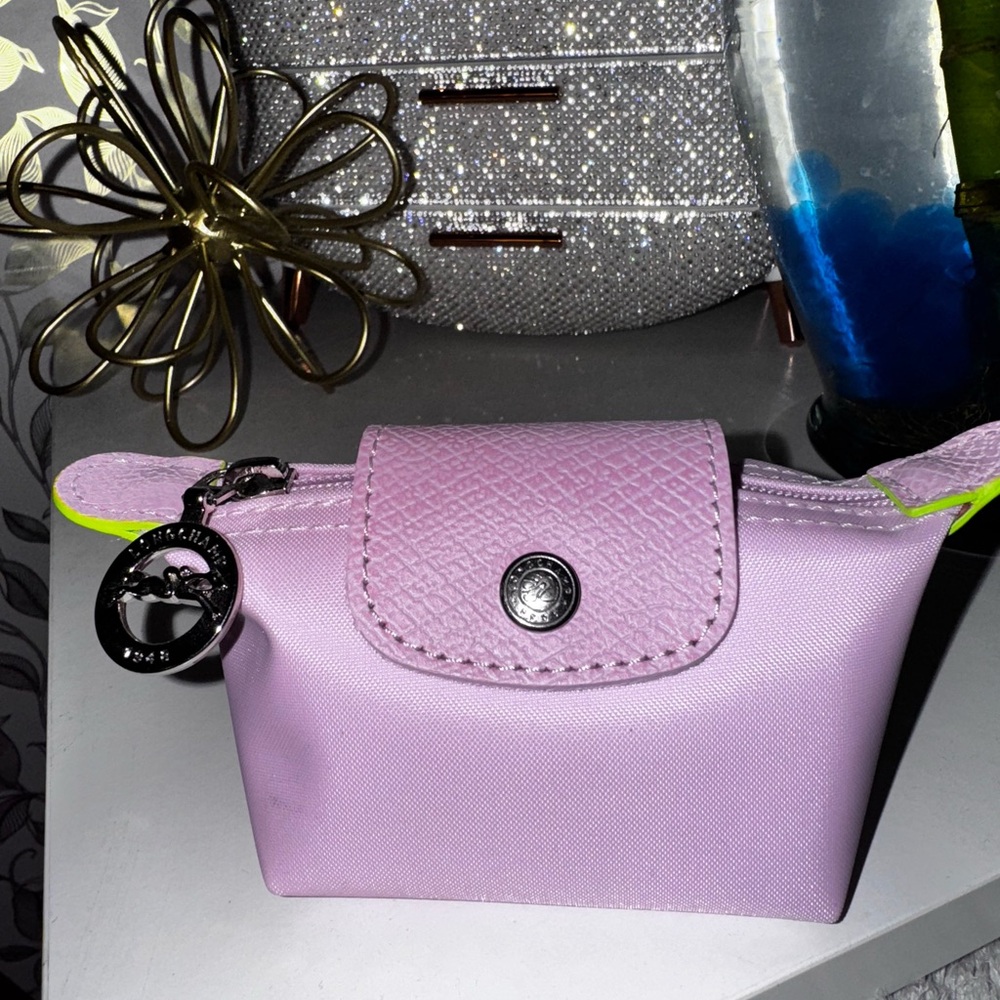 Longchamp Lavender Cosmetic Bag with Neon Accents
